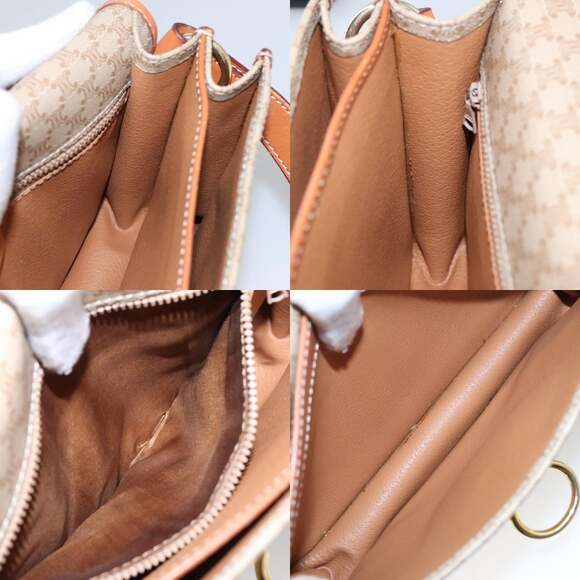 CELINE Macadam Canvas Shoulder Bag Beige Gold - Picture 12 of 13